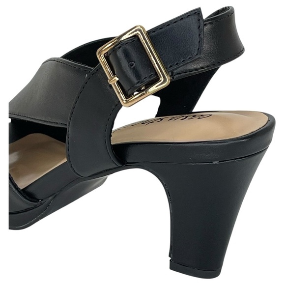 Easy Street Christy Black Faux Leather Criss Cross Womens Heels Size 6.5M - Picture 8 of 11